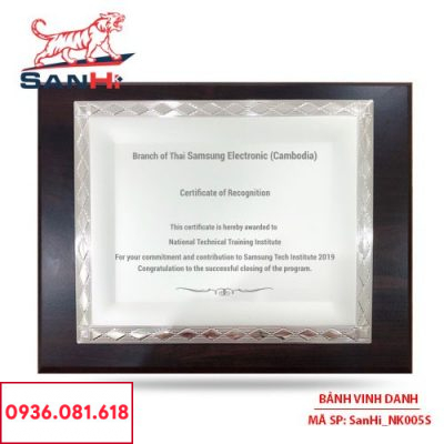 Bảng Vinh Danh Đồng mạ bạc SanHi-NK005S